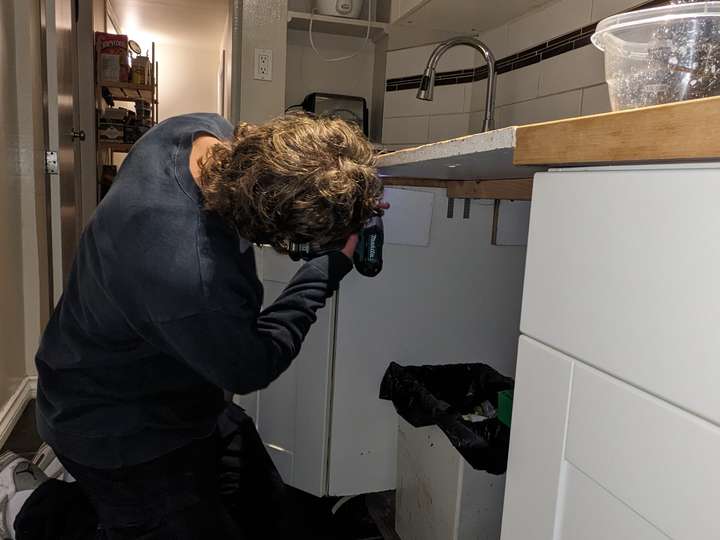 Handyman working with drill