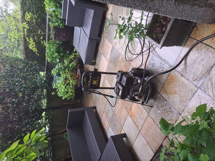 Pressure washing front deck and furniture